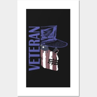 Veteran Painted American Flag Military Skull Posters and Art
